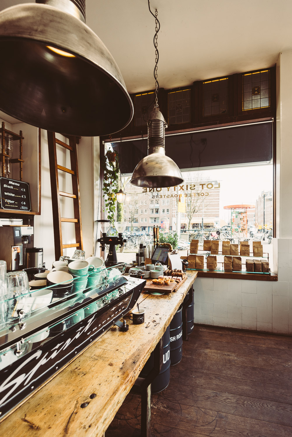 Interior at Lot Sixty One Coffee Roasters in Amsterdam