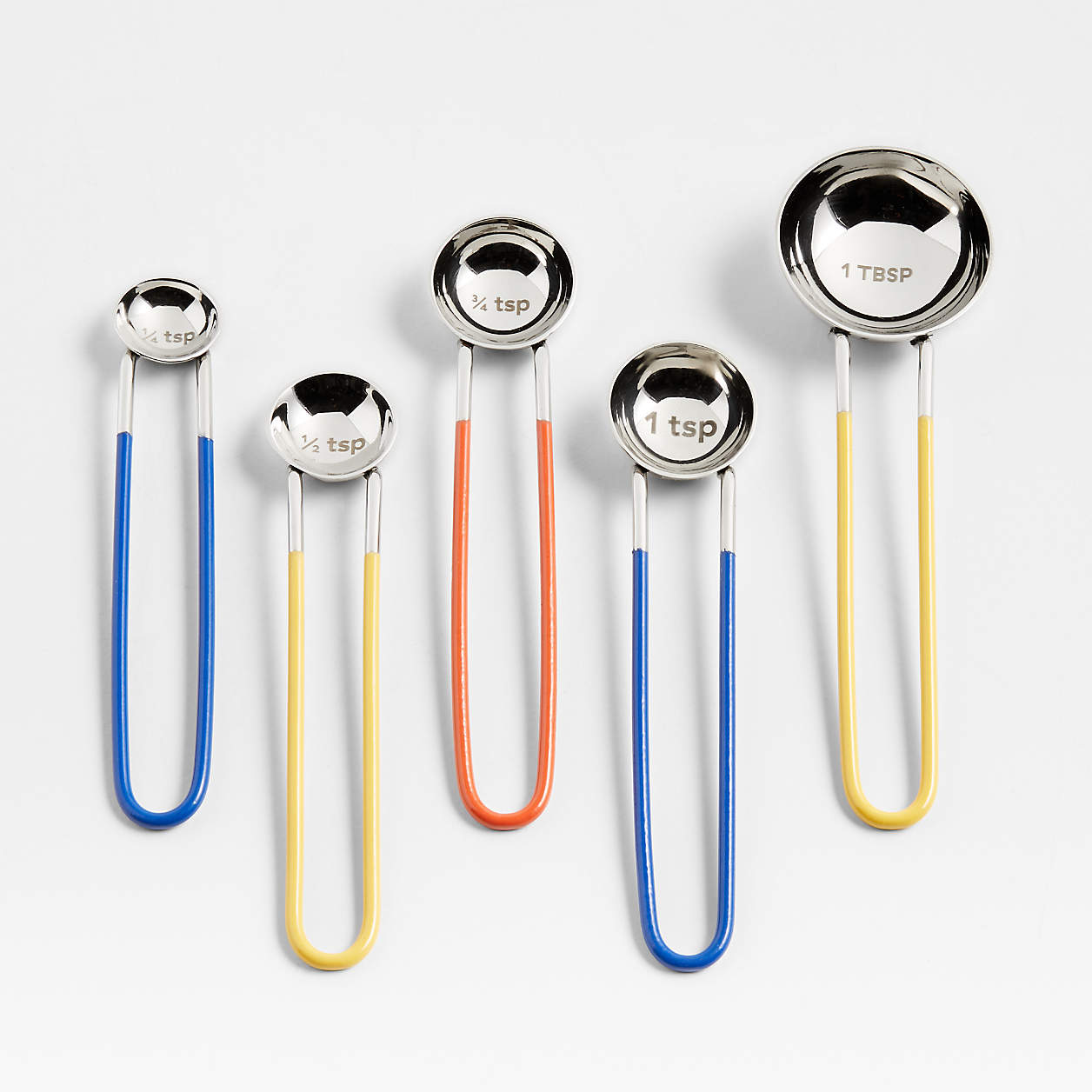 Set of 5 Stainless Steel Measuring Spoons by Molly Baz - Molly Baz Collection at Crate & Barrel
